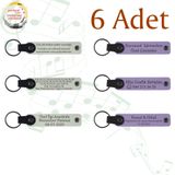 MiaWiki Kişiye Özel Yazılı Deri Anahtarlık 6'lı Set, Standart, MH-KAN9044X6, Beyaz & Mor Menekşe, üniseks-yetişkin