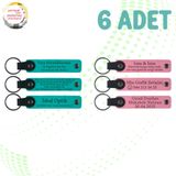 MiaWiki Kişiye Özel Yazılı Deri Anahtarlık 6'lı Set, Standart, MH-KAN9079X6, Koyu Turkuaz & Pembe, üniseks-yetişkin