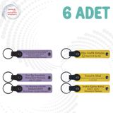 MiaWiki Kişiye Özel Yazılı Deri Anahtarlık 6'lı Set, Standart, MH-KAN9115X6, Mor Menekşe & Sarı, üniseks-yetişkin