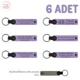 MiaWiki Kişiye Özel Yazılı Deri Anahtarlık 6'lı Set, Tek Ebat, MH-KAN8571X6, Mor Menekşe & Gri, üniseks-yetişkin