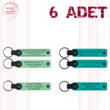 MiaWiki Kişiye Özel Yazılı Deri Anahtarlık 6'lı Set, Tek Ebat, MH-KAN9028X6, Açık Yeşil & Koyu Turkuaz, üniseks-yetişkin