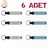 MiaWiki Kişiye Özel Yazılı Deri Anahtarlık 6'lı Set, Tek Ebat, MH-KAN9040X6, Beyaz & Gök Mavi, üniseks-yetişkin