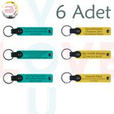 MiaWiki Kişiye Özel Yazılı Deri Anahtarlık 6'lı Set, Tek Ebat, MH-KAN9081X6, Koyu Turkuaz & Sarı, üniseks-yetişkin