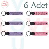 MiaWiki Kişiye Özel Yazılı Deri Anahtarlık 6'lı Set, Tek Ebat, MH-KAN9113X6, Mor Menekşe & Pembe, üniseks-yetişkin