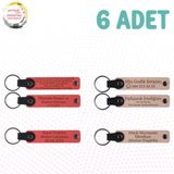 MiaWiki Kişiye Özel Yazılı Deri Anahtarlık 6'lı Set, Tek Ebat, MH-KAN9120X6, Nar Çiçeği & Pudra, üniseks-yetişkin