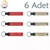 MiaWiki Kişiye Özel Yazılı Deri Anahtarlık 6'lı Set, Tek Ebat, MH-KAN9122X6, Nar Çiçeği & Sütlü Kahve, üniseks-yetişkin