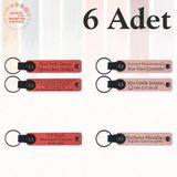 MiaWiki Kişiye Özel Yazılı Deri Anahtarlık 6'lı Set, Tek Ebat, MH-KAN9124X6, Nar Çiçeği & Yavru Ağzı, üniseks-yetişkin