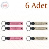 MiaWiki Kişiye Özel Yazılı Deri Anahtarlık 6'lı Set, Tek Ebat, MH-KAN9127X6, Pembe & Sütlü Kahve, üniseks-yetişkin