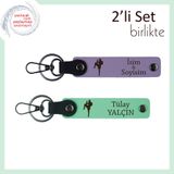 MiaWiki Kız Sporcuya Kişisel Deri Anahtarlık, Tek Ebat, MH-KAN-39145x2, mor menekşe-açık yeşil, üniseks-yetişkin