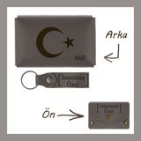Miawiki Kül Gri, Ayyıldız Motifli, Isme Özel Cüzdan ve Anahtarlık Set, Değer Verdiğine Çok Güzel Hatıra