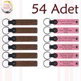 MiaWiki Marka Yazılı Hatıra Deri Anahtarlık 54'lü Set, Standart, MH-KAN9019X54, Açık Kahve & Pembe, üniseks-yetişkin