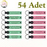 MiaWiki Marka Yazılı Hatıra Deri Anahtarlık 54'lü Set, Standart, MH-KAN9033X54, Açık Yeşil & Pembe, üniseks-yetişkin