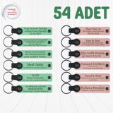 MiaWiki Marka Yazılı Hatıra Deri Anahtarlık 54'lü Set, Standart, MH-KAN9038X54, Açık Yeşil & Yavru Ağzı, üniseks-yetişkin