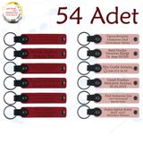 MiaWiki Marka Yazılı Hatıra Deri Anahtarlık 54'lü Set, Standart, MH-KAN9111X54, Kırmızı & Yavru Ağzı, üniseks-yetişkin
