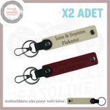 MiaWiki Motor Plaka ve İsim Yazılı Anahtarlık Seti, Standart, MH-KAN-MT-12158x2, Sütlü Kahve-Bordo-sütlü kahve, üniseks-yetişkin