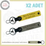 MiaWiki Motor Plaka ve İsme Özel Anahtarlık 2'li Set, Standart, MH-KAN-MT-11710x2, Kül Gri-Sarı-sütlü kahve, üniseks-yetişkin