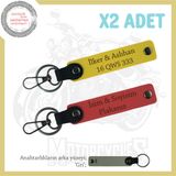 MiaWiki Motorcu Anahtarlığı İsim Plaka Yazılı 2'li Set, Standart, MH-KAN-MT-11982x2, Nar Çiçeği-Sarı-gri, üniseks-yetişkin