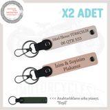 MiaWiki Motorcu Anahtarlığı İsimli Plakalı Deri, Tek Ebat, MH-KAN-MT-12261x2, Yavruağzı-Pudra-yeşil, üniseks-yetişkin