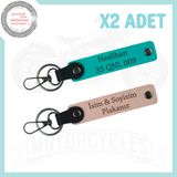 MiaWiki Motorcu Anahtarlığı İsme Özel 2'li Set, Standart, MH-KAN-MT-4169x2, Yavruağzı-Koyu Turkuaz, üniseks-yetişkin