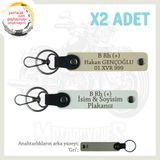 MiaWiki Motosiklet Acil Durum Anahtarlığı İsim Plaka, Standart, MH-KAN-MT-7513x2, Beyaz-Sütlü Kahve-gri, üniseks-yetişkin