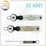MiaWiki Motosiklet Acil Durum Anahtarlığı İsim Plaka, Standart, MH-KAN-MT-9513x2, Beyaz-Sütlü Kahve-gri, üniseks-yetişkin