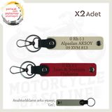 MiaWiki Motosiklet Anahtarlık İsim Plaka Kan Grubu, Standart, MH-KAN-MT-10823x2, Kırmızı-Sütlü Kahve-gri, üniseks-yetişkin