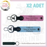 MiaWiki Motosiklet Anahtarlık İsim Plaka Kan Grubu, Standart, MH-KAN-MT-9558x2, Gök Mavi-Pembe-lacivert, üniseks-yetişkin