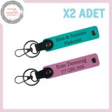 MiaWiki Motosiklet Anahtarlık Plaka Yazılı 2'li Set, Standart, MH-KAN-MT-4047x2, Koyu Turkuaz-Pembe, üniseks-yetişkin