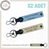 MiaWiki Motosiklet Aşıklarına Özel İsim Ve Plaka Yazdırılabilen x2'li Anahtarlık, Standart, MH-KAN-MT-11832x2, Mavi-Sütlü Kahve-sütlü kahve, üniseks-yetişkin