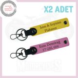 MiaWiki Motosiklet Plaka ve İsim Yazılı Anahtarlık 2'li, Standart, MH-KAN-MT-4151x2, Sarı-Pembe, üniseks-yetişkin