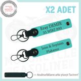 MiaWiki Motosiklet Plaka ve İsim Yazılı Deri Anahtarlık, Standart, MH-KAN-MT-12186x2, Turkuaz-lacivert, üniseks-yetişkin