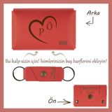 Miawiki Nar Çiçeği, Isim ve Baş Harf Işlemeli Kalp Motifli Cüzdan & Anahtarlık Set, Sevgililer Günü si
