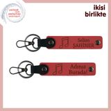 MiaWiki Nota Temalı Deri Anahtarlık Seti, Standart, MH-KAN-35853x2, nar çiçeği-nar çiçeği, üniseks-yetişkin