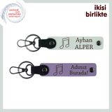 MiaWiki Nota Temalı İsimli Deri Anahtarlık Seti, Standart, MH-KAN-35690x2, beyaz-mor menekşe, üniseks-yetişkin