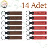MiaWiki Öğrenci İsimli Deri Anahtarlık 14'lü Set, Standart, MH-KAN9018X14, Açık Kahve & Nar Çiçeği, üniseks-yetişkin