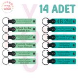 MiaWiki Öğrenci İsimli Deri Anahtarlık 14'lü Set, Standart, MH-KAN9028X14, Açık Yeşil & Koyu Turkuaz, üniseks-yetişkin