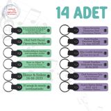MiaWiki Öğrenci İsimli Deri Anahtarlık 14'lü Set, Standart, MH-KAN9031X14, Açık Yeşil & Mor Menekşe, üniseks-yetişkin