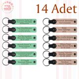 MiaWiki Öğrenci İsimli Deri Anahtarlık 14'lü Set, Standart, MH-KAN9034X14, Açık Yeşil & Pudra, üniseks-yetişkin