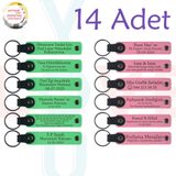 MiaWiki Öğrenci İsimli Deri Anahtarlık 14'lü Set, Standart, MH-KAN9058X14, Fıstık Yeşili & Pembe, üniseks-yetişkin