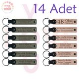MiaWiki Öğrenci İsimli Deri Anahtarlık 14'lü Set, Standart, MH-KAN9089X14, Kül Gri & Pudra, üniseks-yetişkin