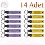 MiaWiki Öğrenci İsimli Deri Anahtarlık 14'lü Set, Standart, MH-KAN9115X14, Mor Menekşe & Sarı, üniseks-yetişkin