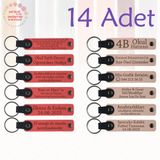 MiaWiki Öğrenci İsimli Deri Anahtarlık 14'lü Set, Standart, MH-KAN9120X14, Nar Çiçeği & Pudra, üniseks-yetişkin
