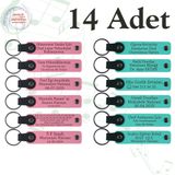 MiaWiki Öğrenci İsimli Deri Anahtarlık 14'lü Set, Standart, MH-KAN9128X14, Pembe & Turkuaz, üniseks-yetişkin