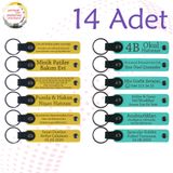 MiaWiki Öğrenci İsimli Deri Anahtarlık 14'lü Set, Standart, MH-KAN9135X14, Sarı & Turkuaz, üniseks-yetişkin