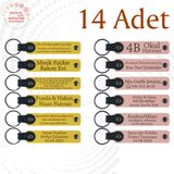MiaWiki Öğrenci İsimli Deri Anahtarlık 14'lü Set, Standart, MH-KAN9136X14, Sarı & Yavru Ağzı, üniseks-yetişkin