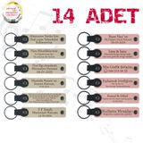 MiaWiki Öğrenci İsimli Deri Anahtarlık 14'lü Set, Standart, MH-KAN9138X14, Sütlü Kahve & Yavru Ağzı, üniseks-yetişkin