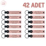 MiaWiki Öğrenci İsimli Deri Anahtarlık 42'li Set, Standart, MH-KAN8582X42, Pudra, üniseks-yetişkin