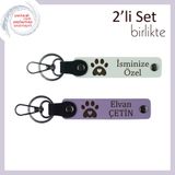 MiaWiki Pati Dostu Kişiye Özel Anahtarlık Seti, Standart, MH-KAN-36763x2, beyaz-mor menekşe, üniseks-yetişkin