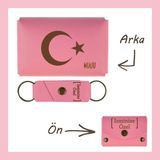 Miawiki Pembe Renk, Ayyıldız Yazılı, Isme Özel Kişisel Cüzdan ve Anahtarlık Set, Arkadaşa, Kankiye