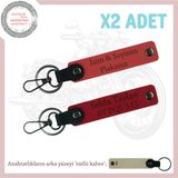 MiaWiki Plaka & İsim Yazılı 2'li Anahtarlık, Standart, MH-KAN-MT-11964x2, Nar Çiçeği-Kırmızı-sütlü kahve, üniseks-yetişkin